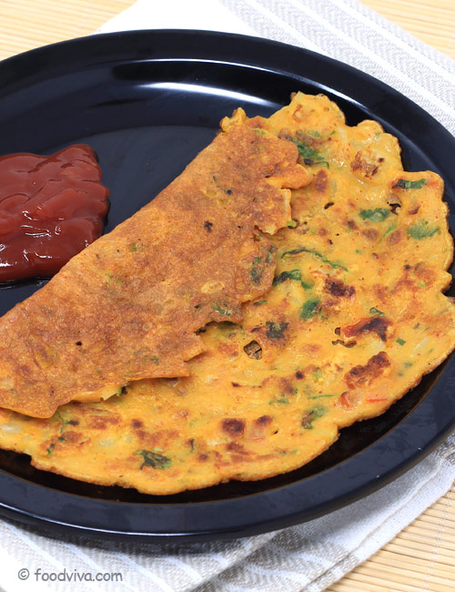 Besan Chilla Recipe - Besan Ka Cheela - Quick Protein rich Vegetarian ...