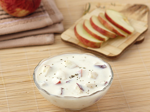 Apple Raita Recipe - Chopped Apple Mixed with Lightly Spiced Yogurt
