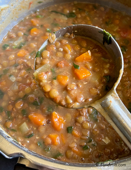 Lentil Soup without Oil and Onion