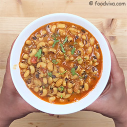 Punjabi Style Black Eyed Beans Curry (Recipe In Hindi)