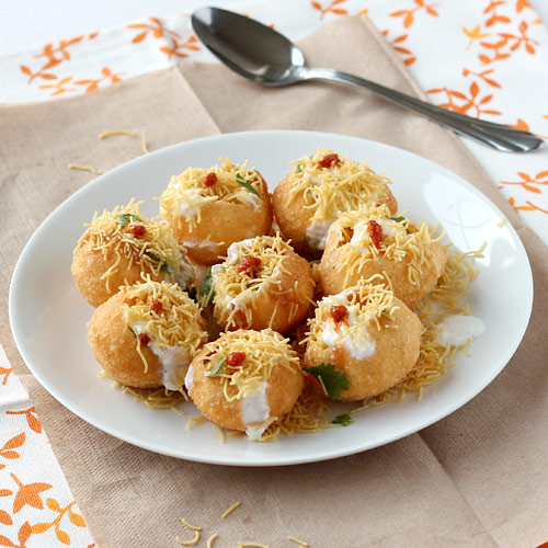Dahi Puri Chaat with Sev and Batata - Step by Step Photo Recipe