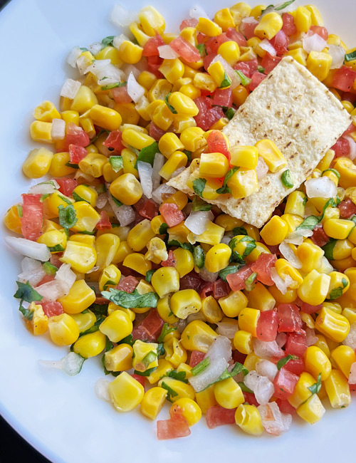 Easy Corn Salsa using frozen corn